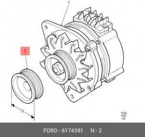 Ременный шкив, генератор 6174381 FORD