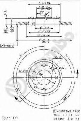 Тормозной диск 08.9606.14 BREMBO