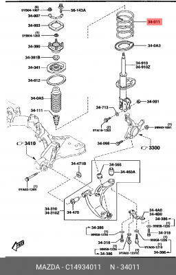 Пружина подвески C14934011 MAZDA