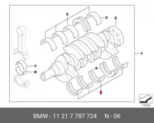 Вкладыши коренные коленвала 11 21 7 787 724 BMW