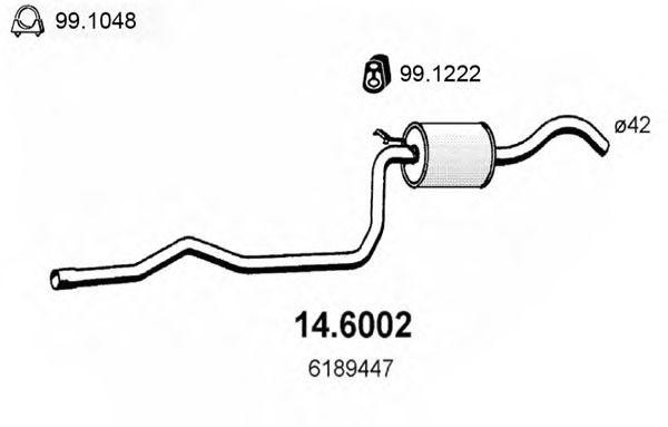 Средний глушитель выхлопных газов 146002 ASSO