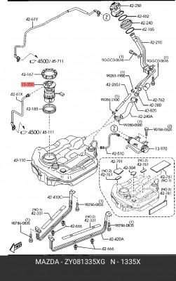 Насос электрический топливной системы в сборе ZY08-13-35XG MAZDA