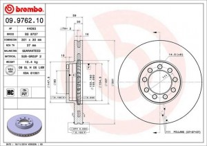 Тормозной диск 09.9762.10 BREMBO