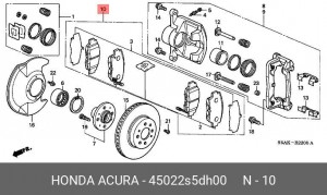 Комплект тормозных колодок, диско 45022S5DH00 HONDA