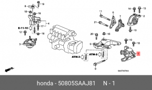 Кронштейн крепления КПП 50805-SAA-J81 HONDA