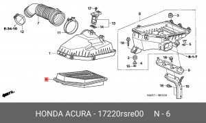 Воздушный фильтр 17220RSRE00 HONDA