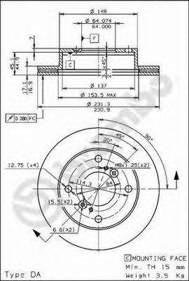 Тормозной диск 09.6741.10 BREMBO