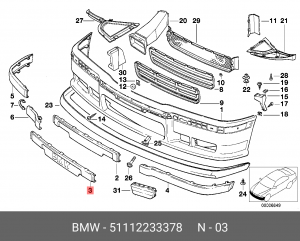 Кронштейн щитка номерного знака 51 11 2 233 378 BMW