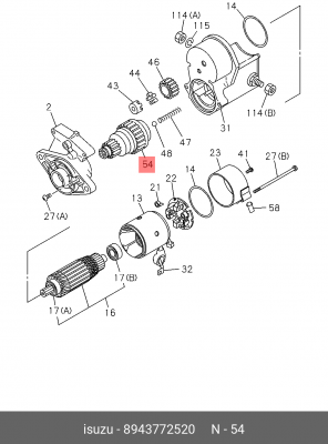 Бендикс стартера 8-94377-252-0 ISUZU