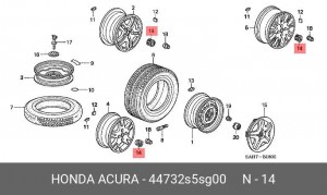 Колпак декоративный колесного диска 44732S5SG00 HONDA
