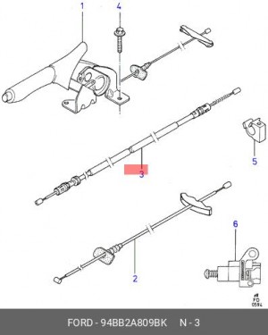 Трос, стояночная тормозная система 94BB-2A809-BK FORD