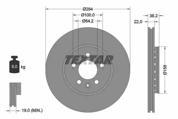 Тормозной диск 92103400 TEXTAR