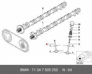 Клапан выпускной 11 34 7 505 250 BMW