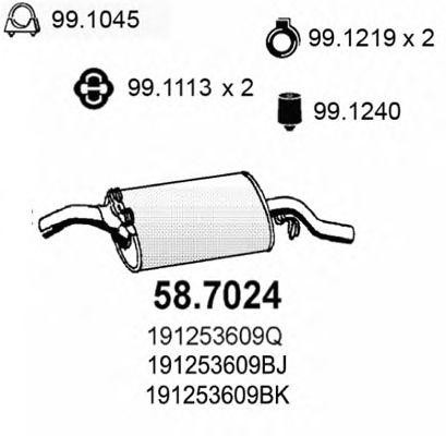 Глушитель выхлопных газов конечный 587024 ASSO