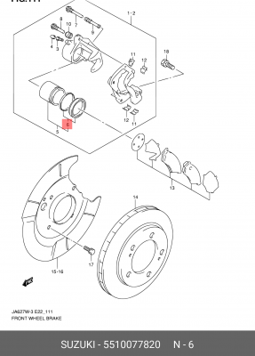 Ремкомплект, тормозной суппорт 55100-77820 SUZUKI