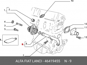 Патрубок системы охлаждения ДВС 46419455 ALFA FIAT LANCIA