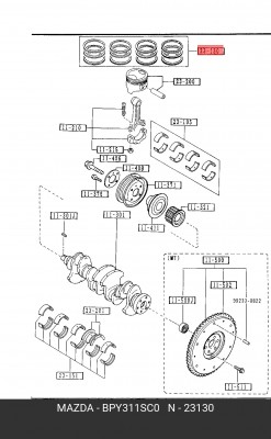 Кольца поршневые BPY311SC0 MAZDA