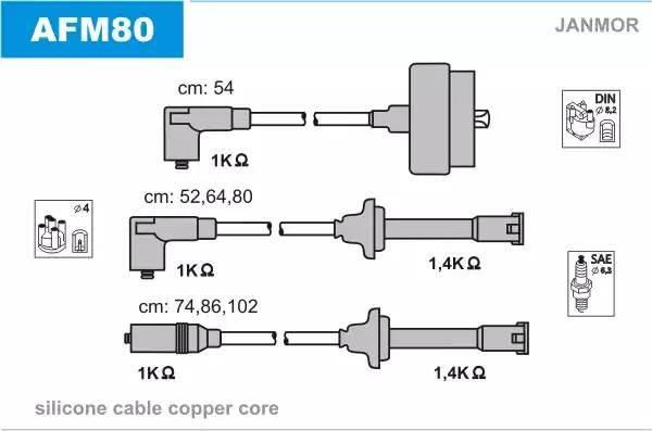 Ккомплект проводов зажигания AFM80 JANMOR