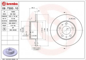 Тормозной диск 08.7300.10 BREMBO