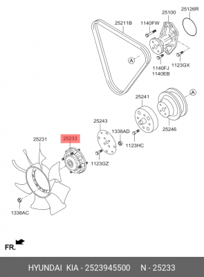 Сцепление, вентилятор радиатора 2523945500 HYUNDAI KIA