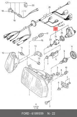 Регулировочный элемент, регулировка угла наклона фар 6 189 559 FORD