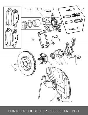 Комплект тормозных колодок, диско 5083853AA CHRYSLER