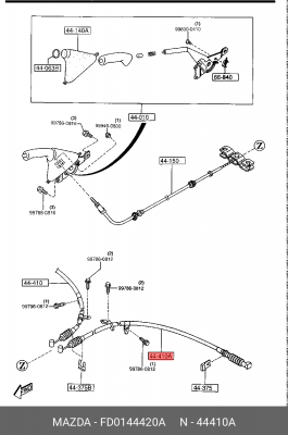 Трос, стояночная тормозная система FD01-44-420A MAZDA