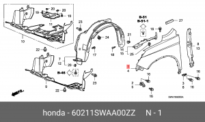 Крыло переднее 60211SWAA00ZZ HONDA