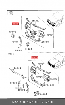 Панель крепления радиатора BR7053100C MAZDA
