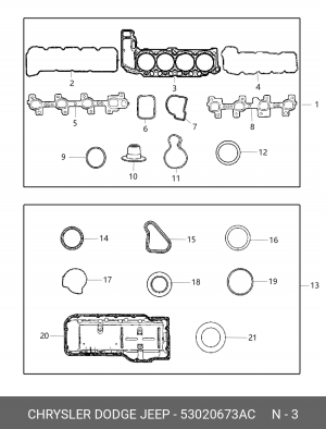 Прокладка, головка цилиндра 53020 673AC CHRYSLER