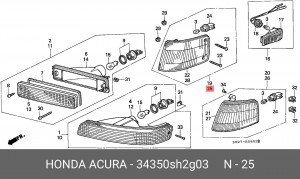 Фонарь указателя поворота 34350SH2G03 HONDA