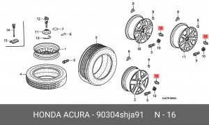 Гайка крепления колеса 90304SHJA91 HONDA