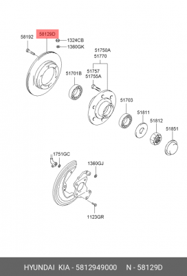 Тормозной диск 5812949000 HYUNDAI KIA