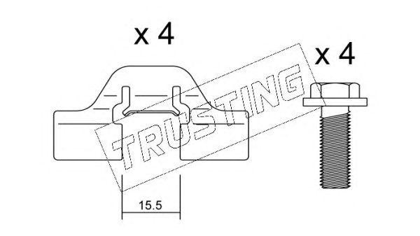 Комплектующие, колодки дискового тормоза KIT032 TRUSTING