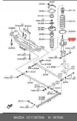 Амортизатор подвески CC1128700A MAZDA