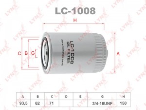 Фильтр масляный двигателя LC-1008 LYNXAUTO