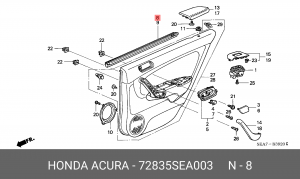 Уплотнитель двери 72835SEA003 HONDA