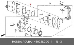 Комплект тормозных колодок, диско 45022SG0G11 HONDA