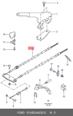 Трос, стояночная тормозная система 91AB-2A603-CG FORD
