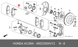 Комплект тормозных колодок, диско 45022-S04-V12 HONDA
