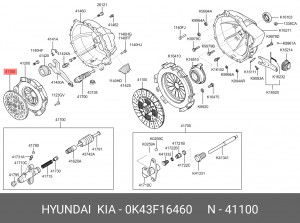 Диск сцепления 0K43F16460 HYUNDAI KIA