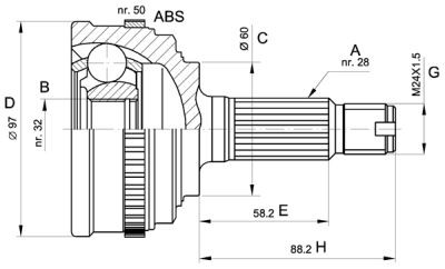 ШРУС HO-22A50 HDK