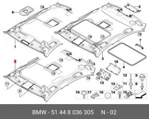 Обшивка потолка 51 44 8 036 305 BMW