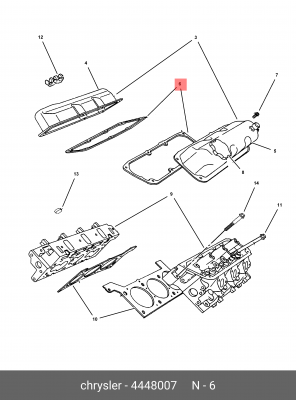 Прокладка, крышка головки цилиндра 444 8007 CHRYSLER