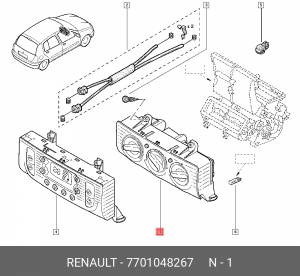 Панель управления климатом в салоне 7701048267 RENAULT