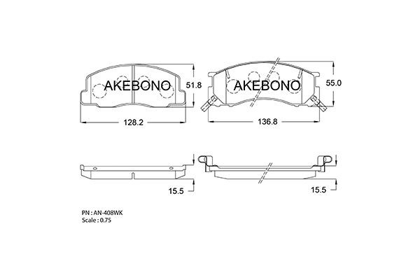 Колодки тормозные дисковые AN408WK AKEBONO
