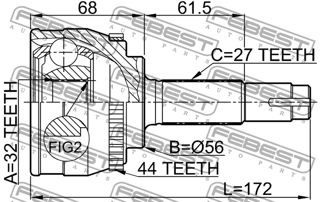ШРУС 0210-057A44 FEBEST