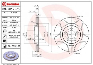 Тормозной диск 09.7012.75 BREMBO