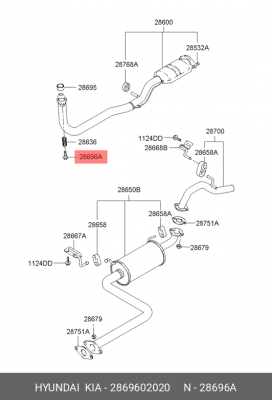 Болт, система выпуска 2869602020 HYUNDAI KIA