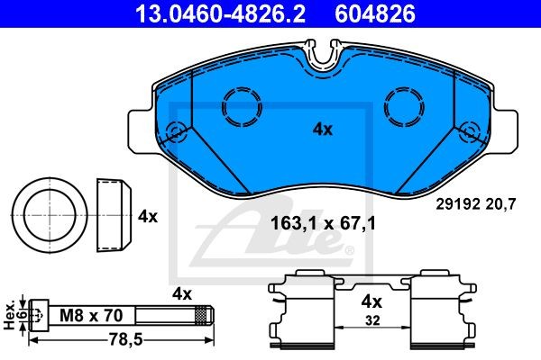 Колодки тормозные дисковые 13.0460-4826.2 ATE